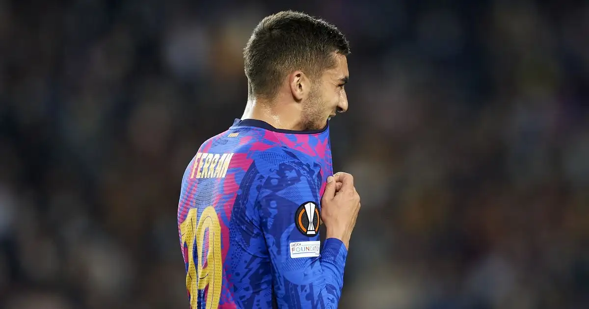 Ferran Torres shows his frustration as Barcelona draw 1-1 with Napoli in the Europa League