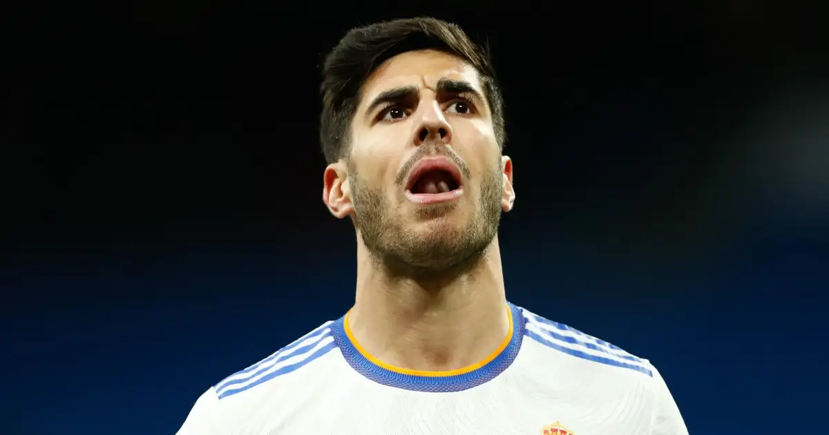 Liverpool-linked Marco Asensio pulls a frustrated face
