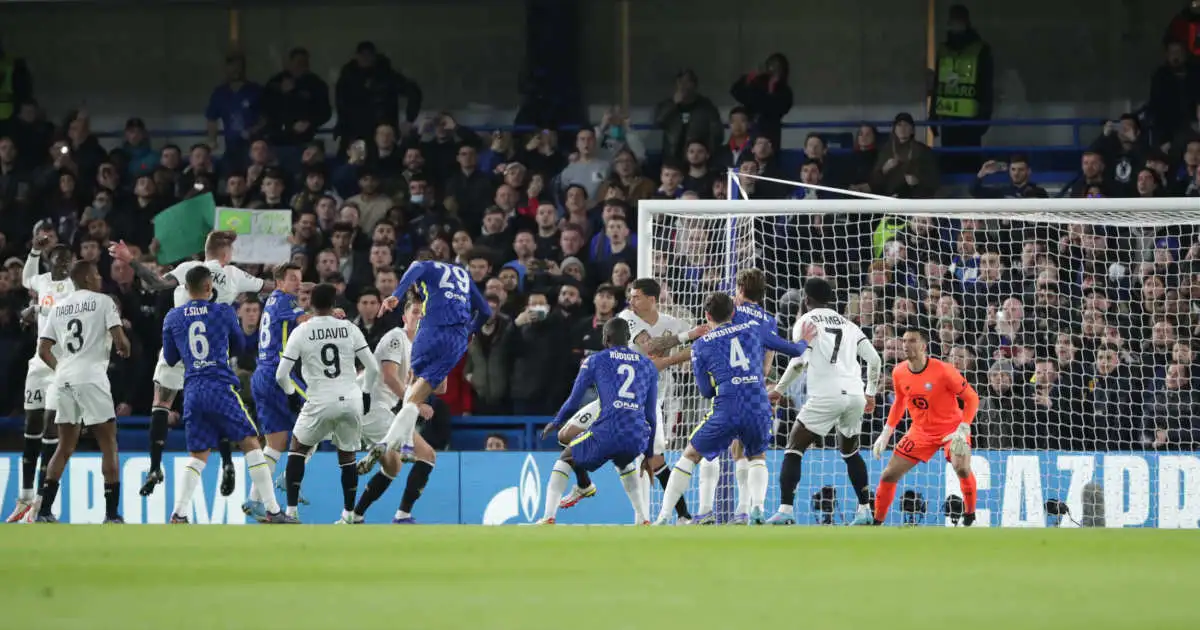 Kai Havertz scores for Chelsea against Lille in the UEFA Champions League