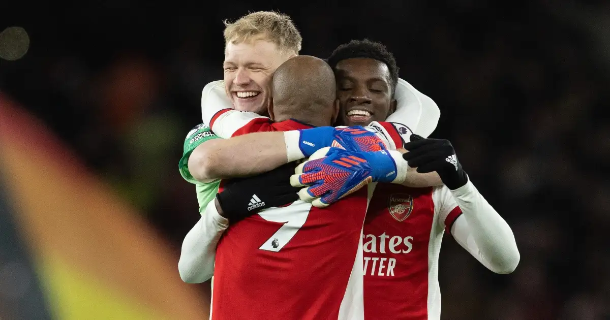 Arsenal stars Aaron Ramsdale, Alexandre Lacazette and Eddie Nketiah