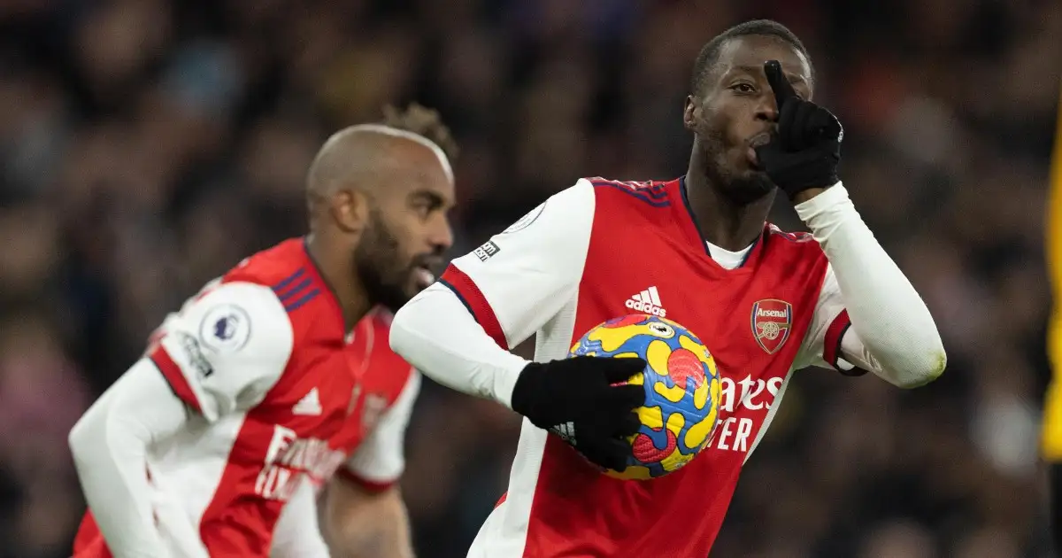 Arsenal forward Nicolas Pepe celebrates