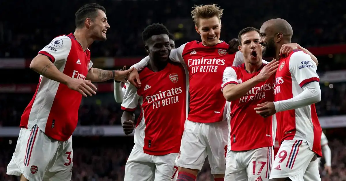 Arsenal celebrate Alexandre Lacazette goal