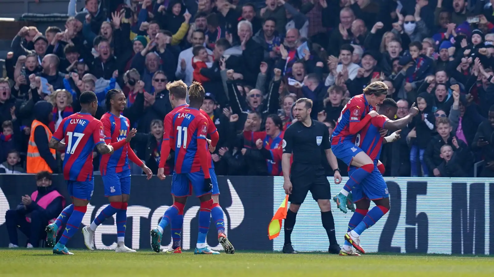 Crystal Palace players celebrate a goal