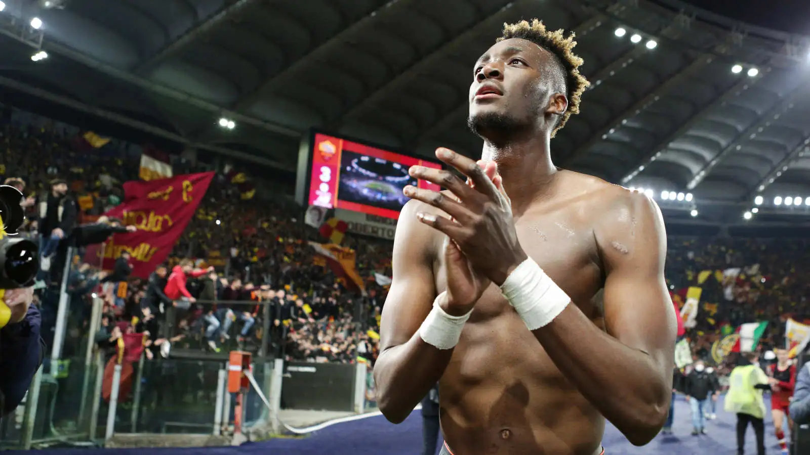 Tammy Abraham of Roma, at the end of the Rome derby