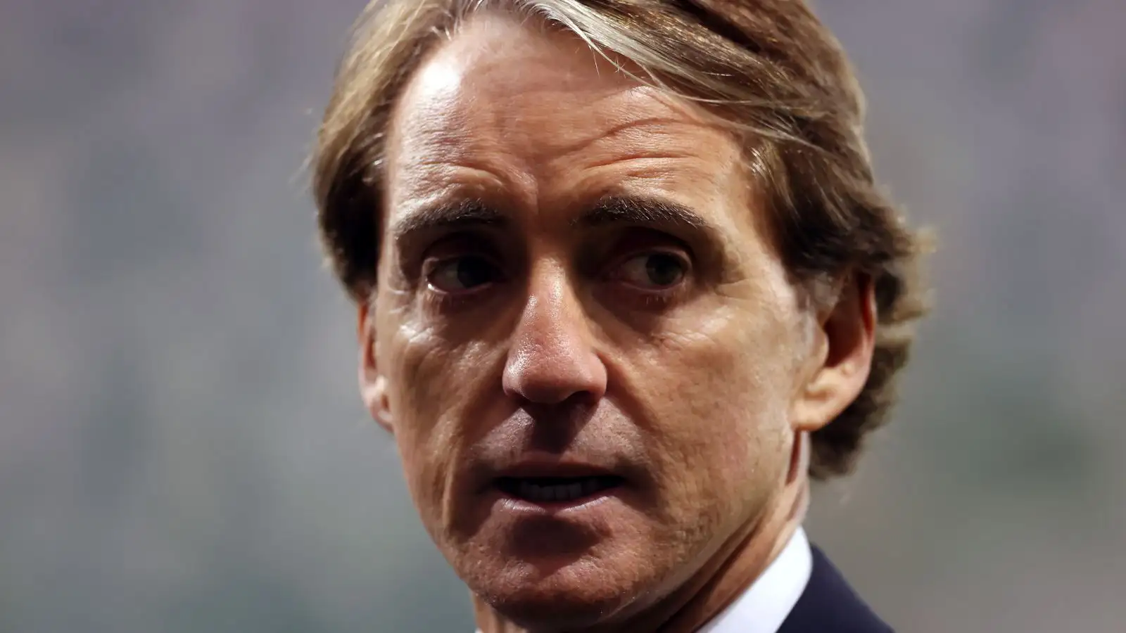 Man Utd-linked Roberto Mancini looks annoyed