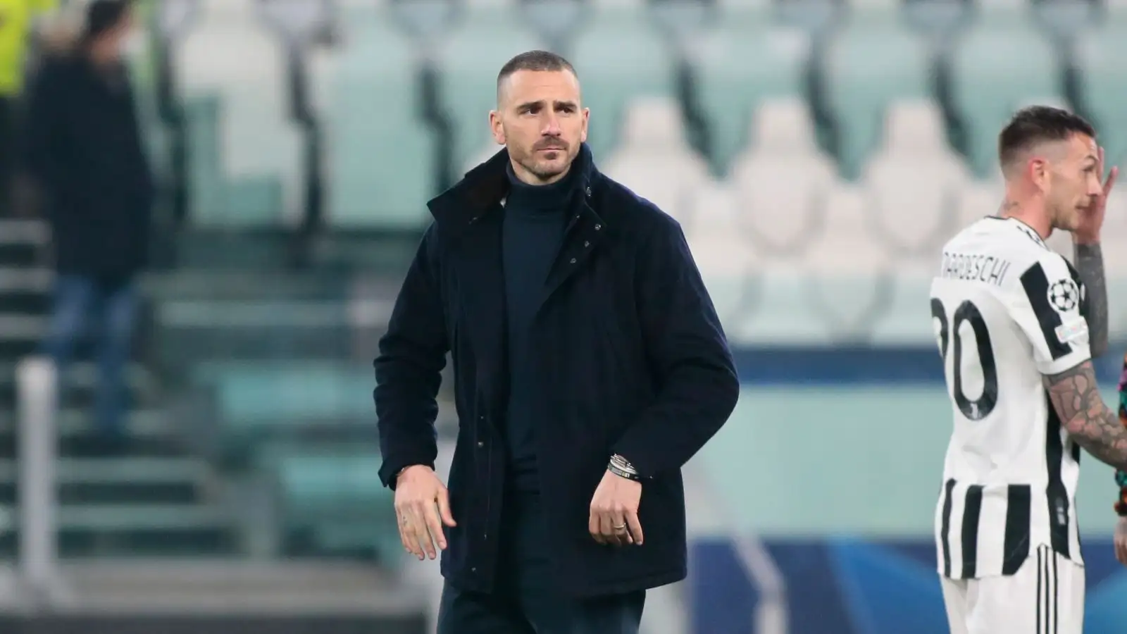 Leonardo Bonucci walks onto the pitch