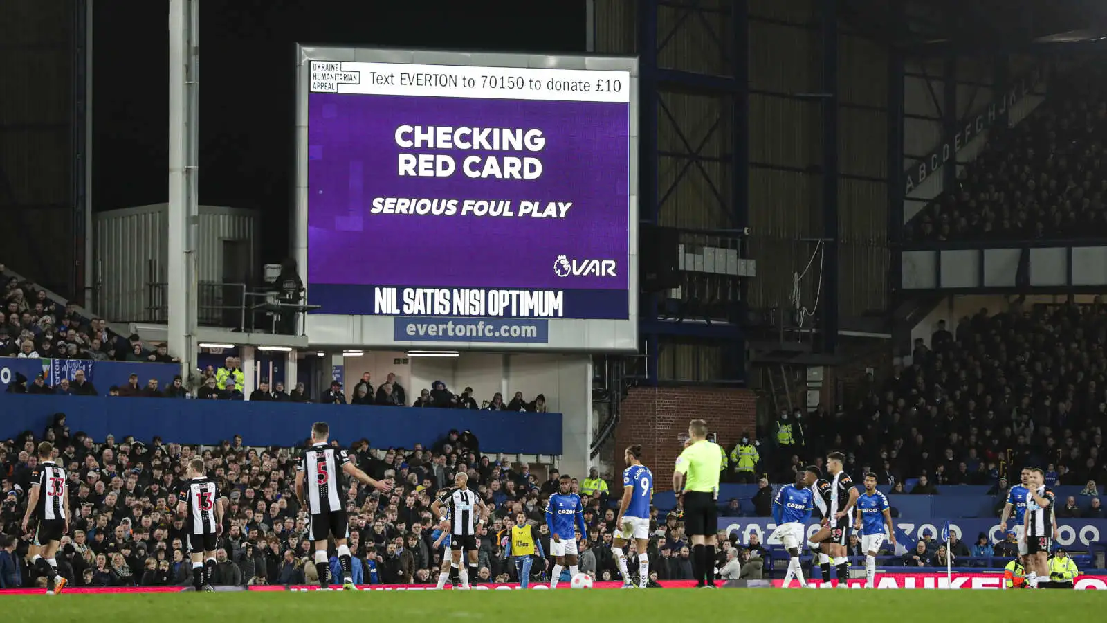 Everton sweat on a VAR decision during their match against Newcastle United