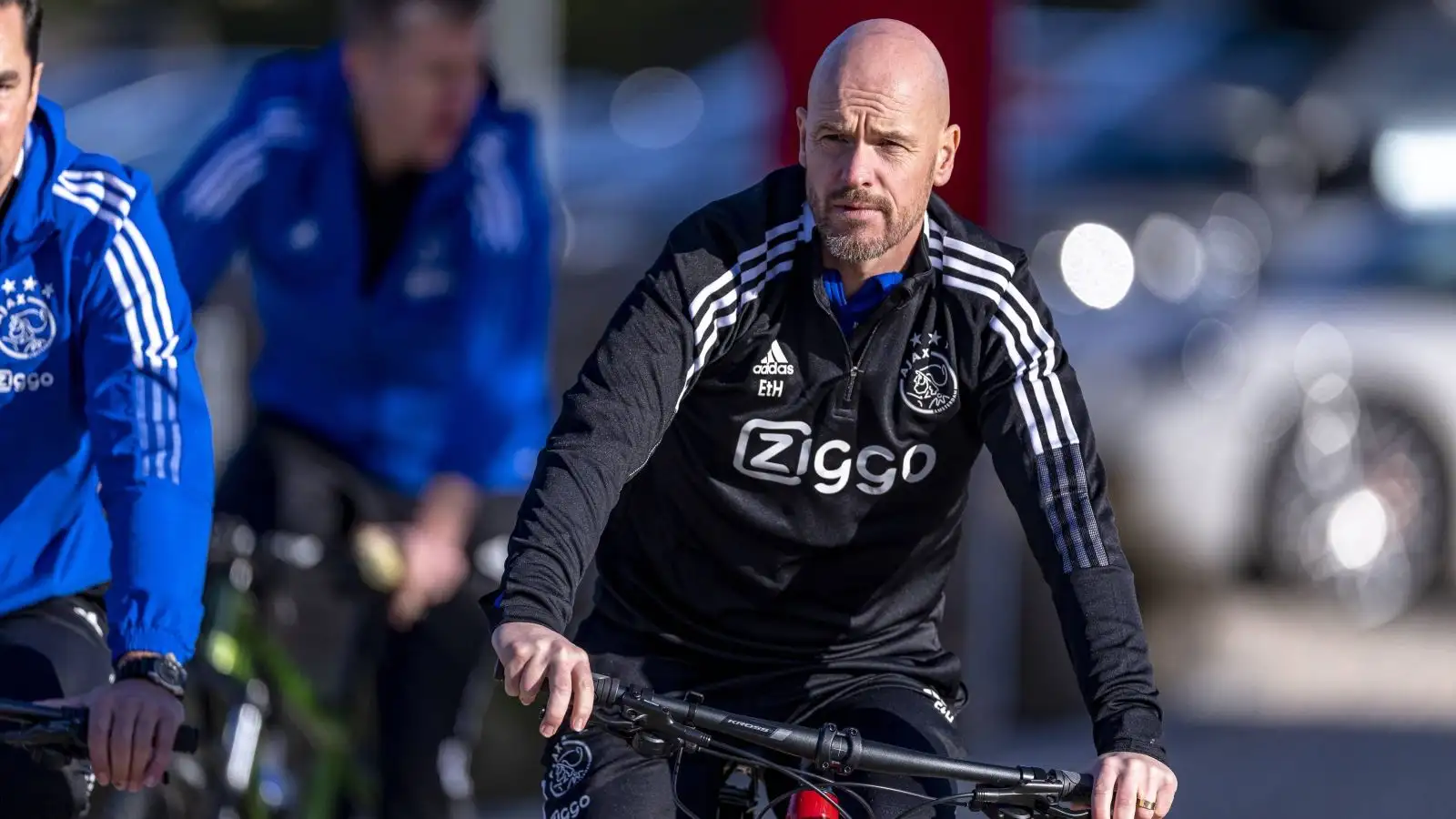Man Utd target Erik Ten Hag rides a bike