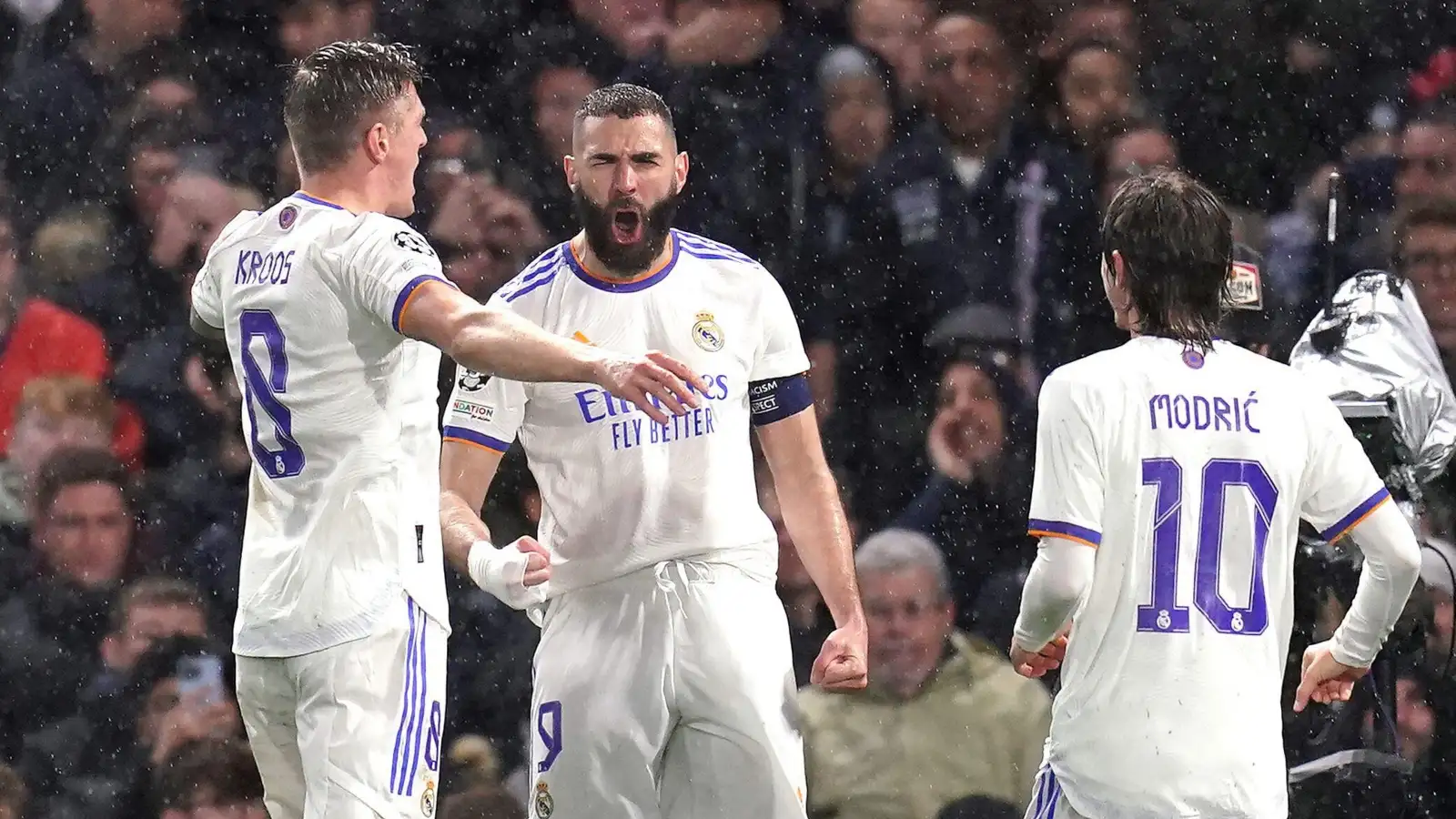 Chelsea vs Real Madrid - Karim Benzema celebrates his goal