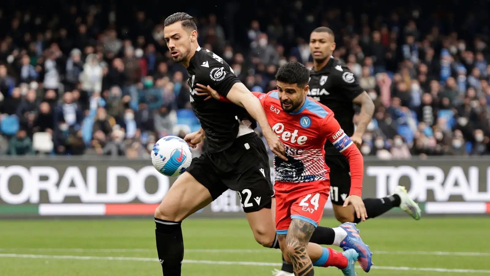 Arsenal loanee Pablo Mari defending against Victor Osimhen