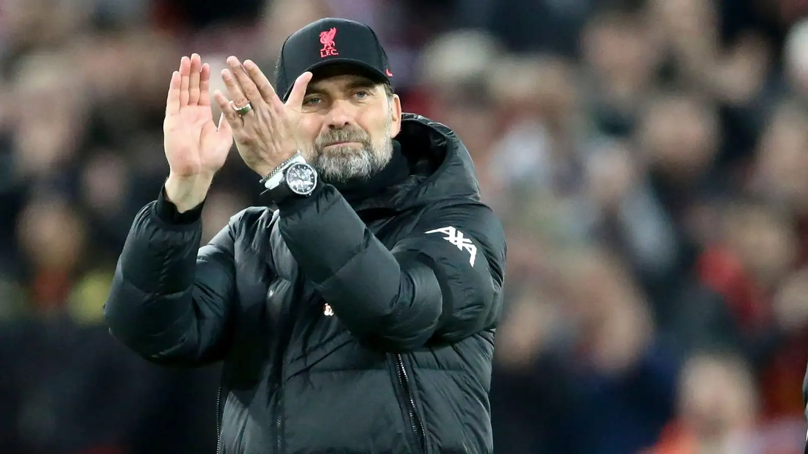 Liverpool boss Jurgen Klopp claps the supporters