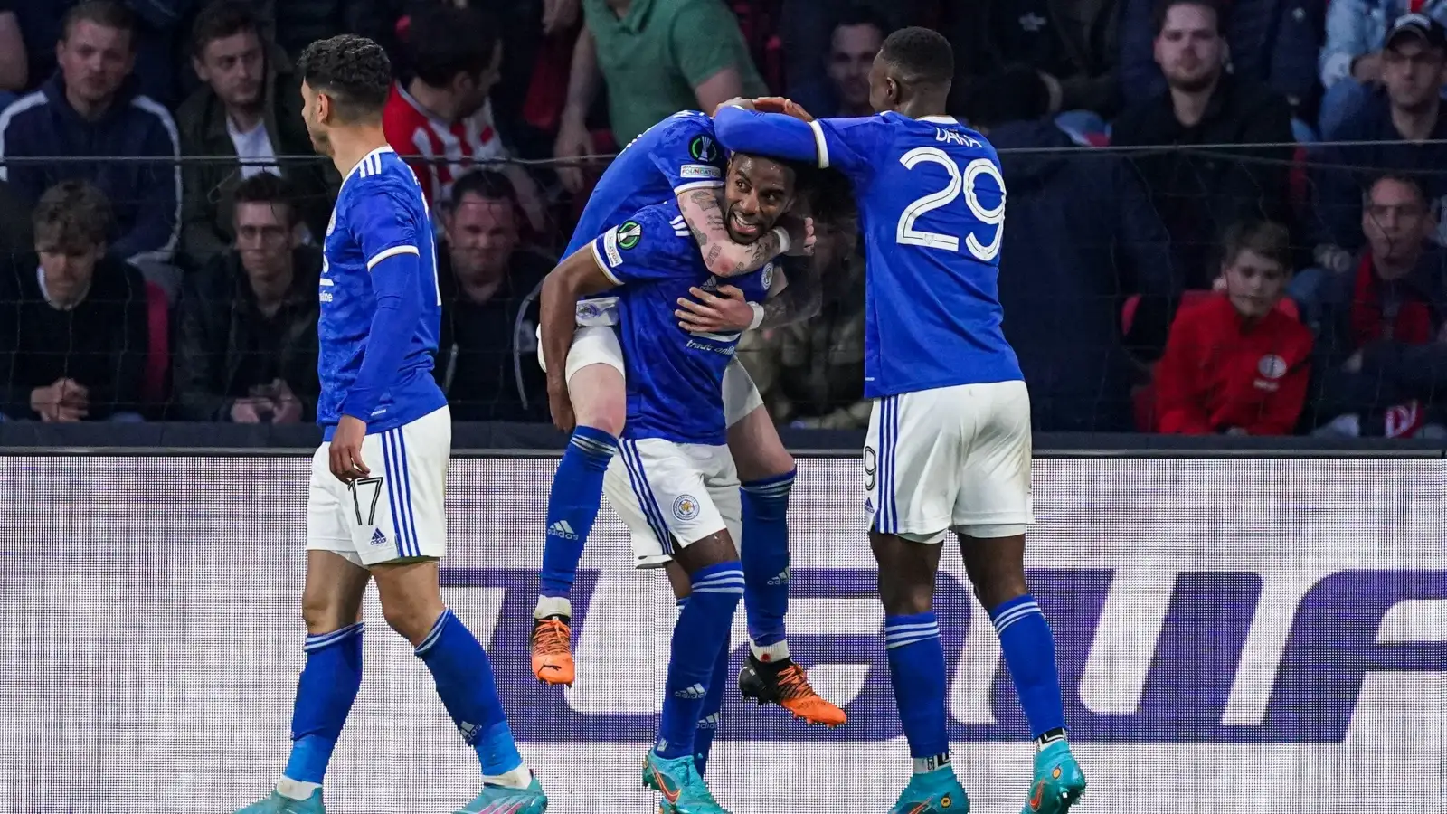PSV vs Leicester - Ricardo Pereira celebrates his goal