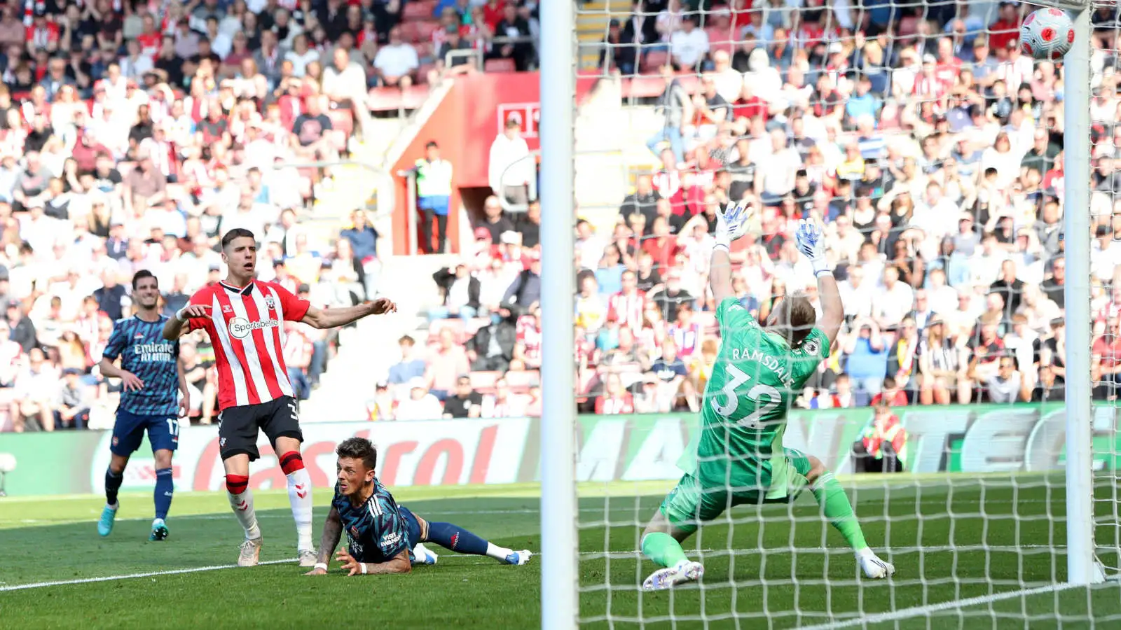 Jan Bednarek scores for Southampton against Arsenal in the Premier League