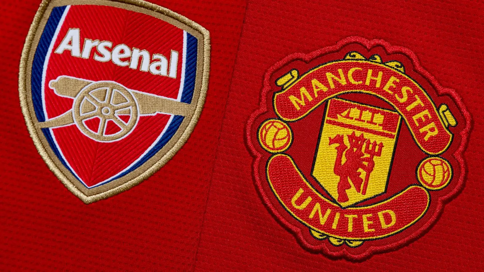 The club crests of Arsenal and Manchester United.