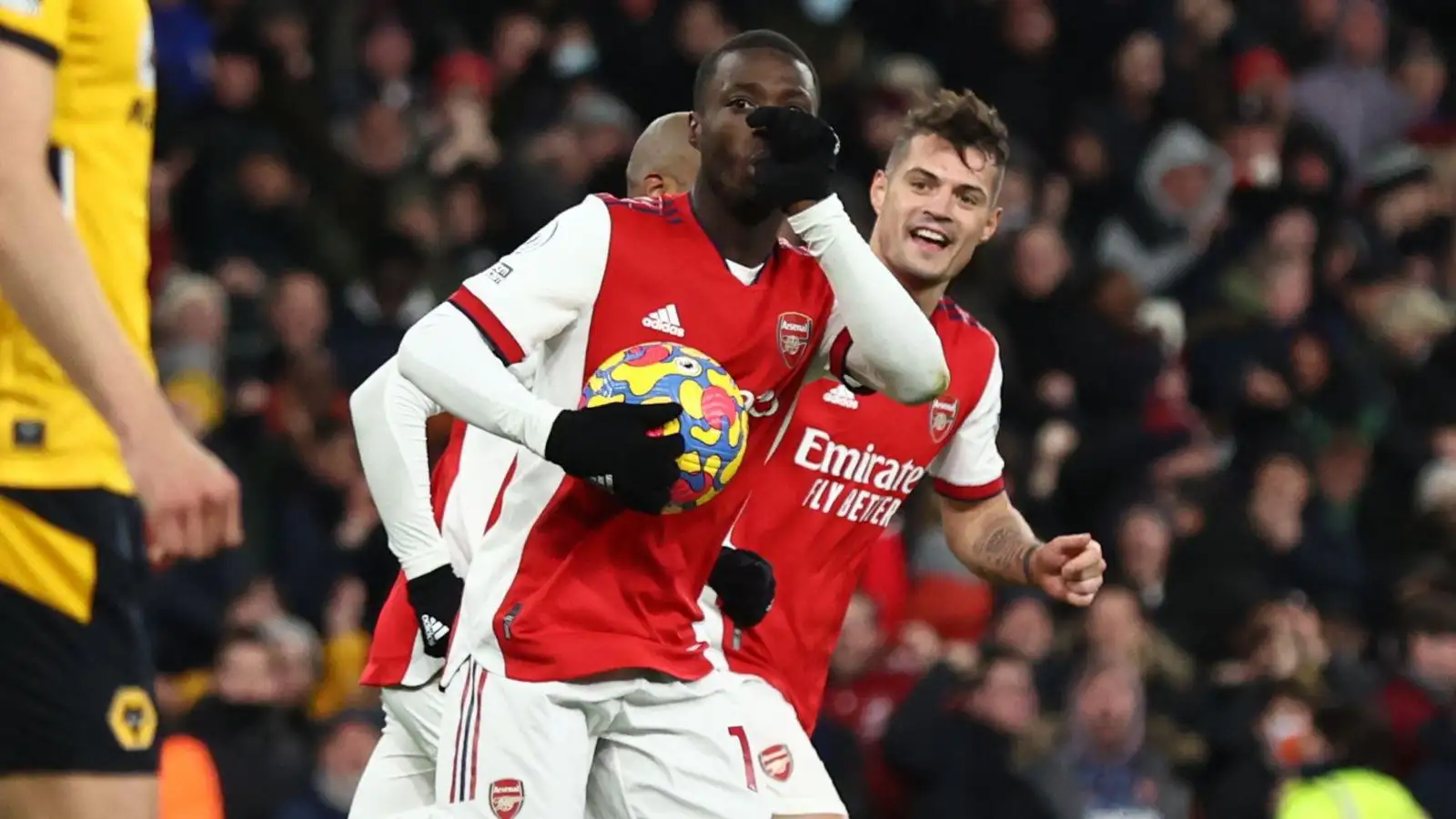 Arsenal forward Nicolas Pepe celebrates