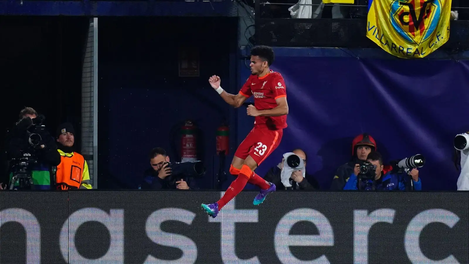 Villarreal vs Liverpool - Luis Diaz celebrates his goal