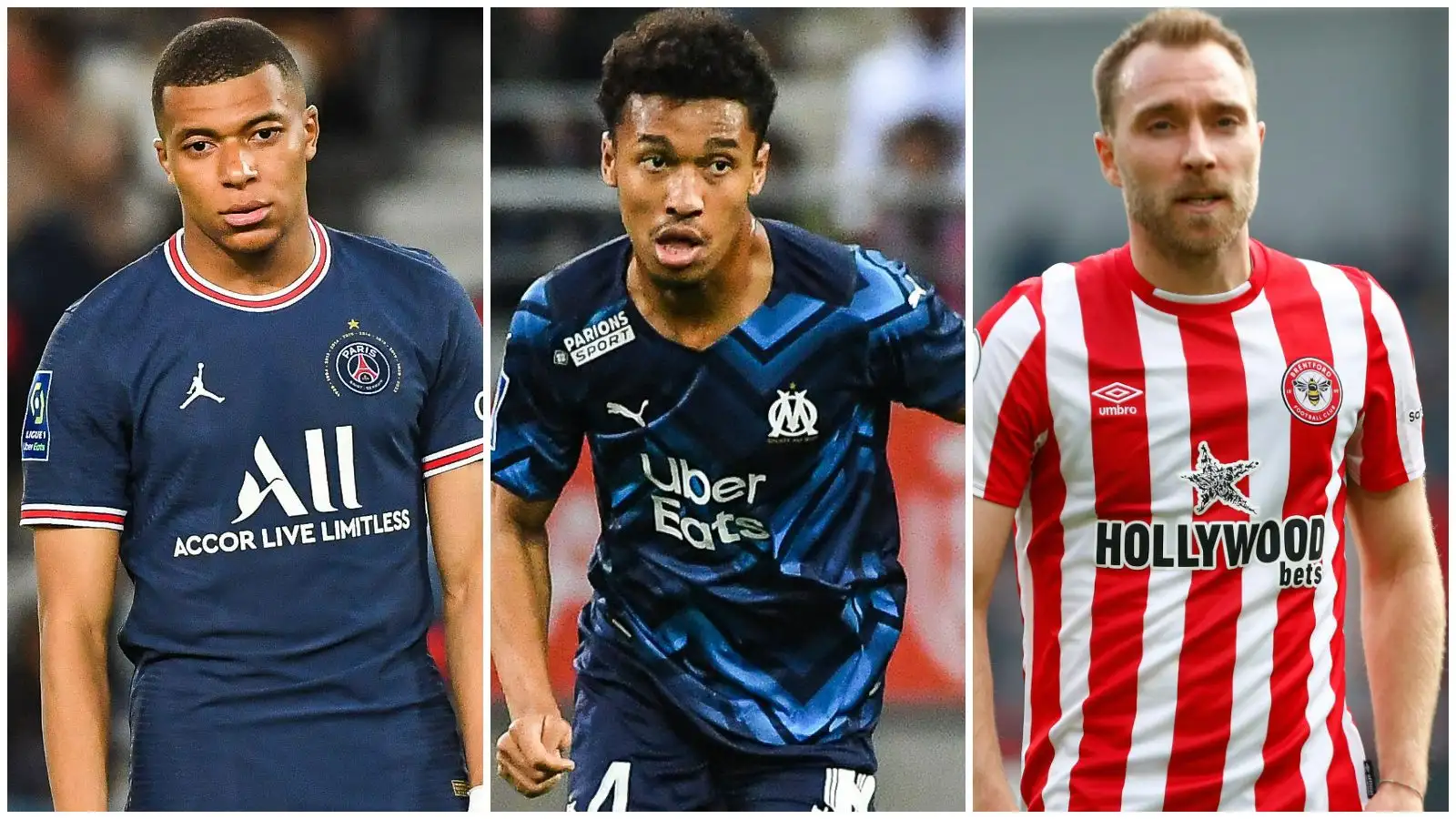 Kylian Mbappe, Boubacar Kamara and Christian Eriksen are all out of contract this summer.