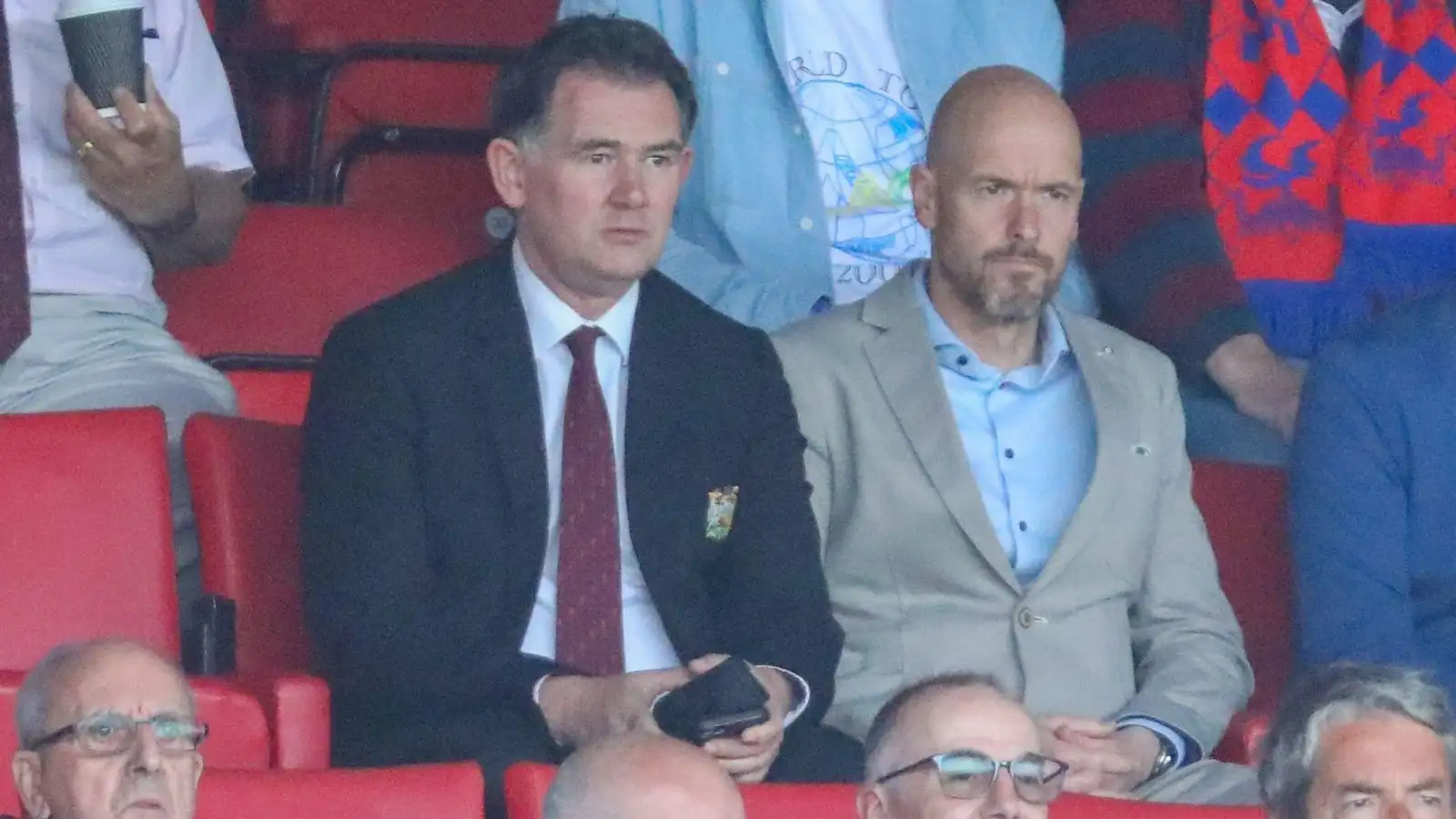 Male Utd football director John Murtough and brand name-neoteric manager Erik ten Hag.