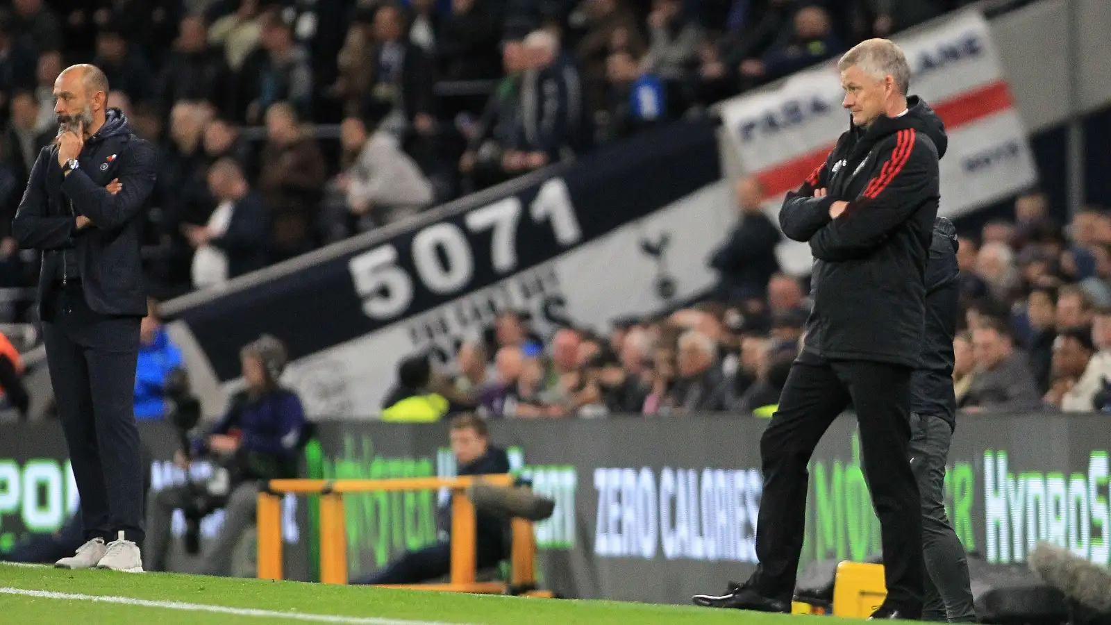 Former Premier League managers Ole Gunnar Solskjaer and Nuno Espirito Santo on the touchline