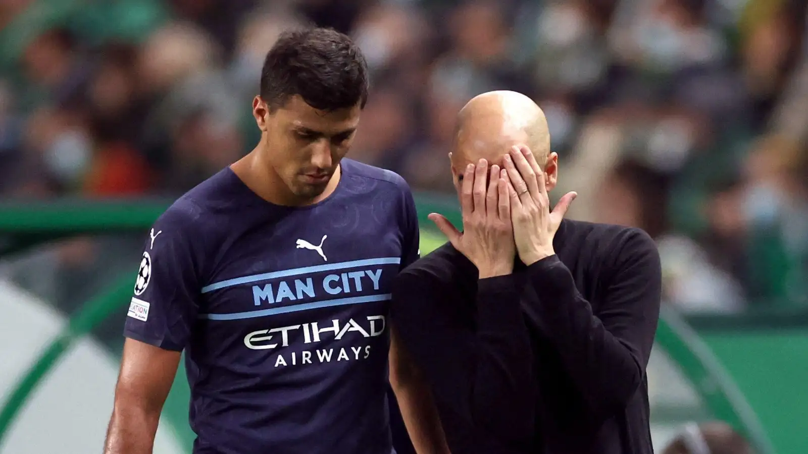 Rodri walks using Pep Guardiola