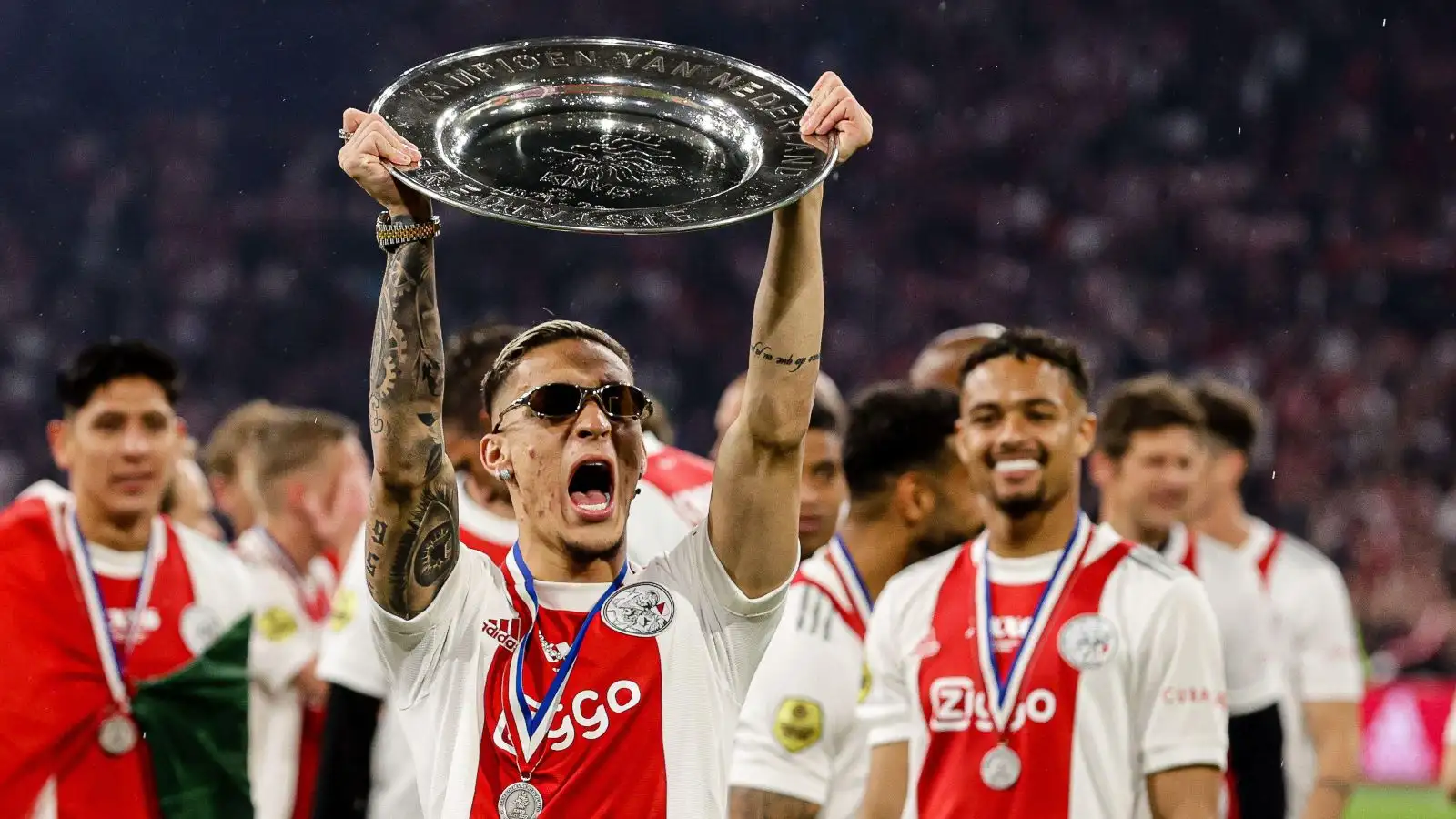 Man Utd target Antony lifts the Eredivisie trophy