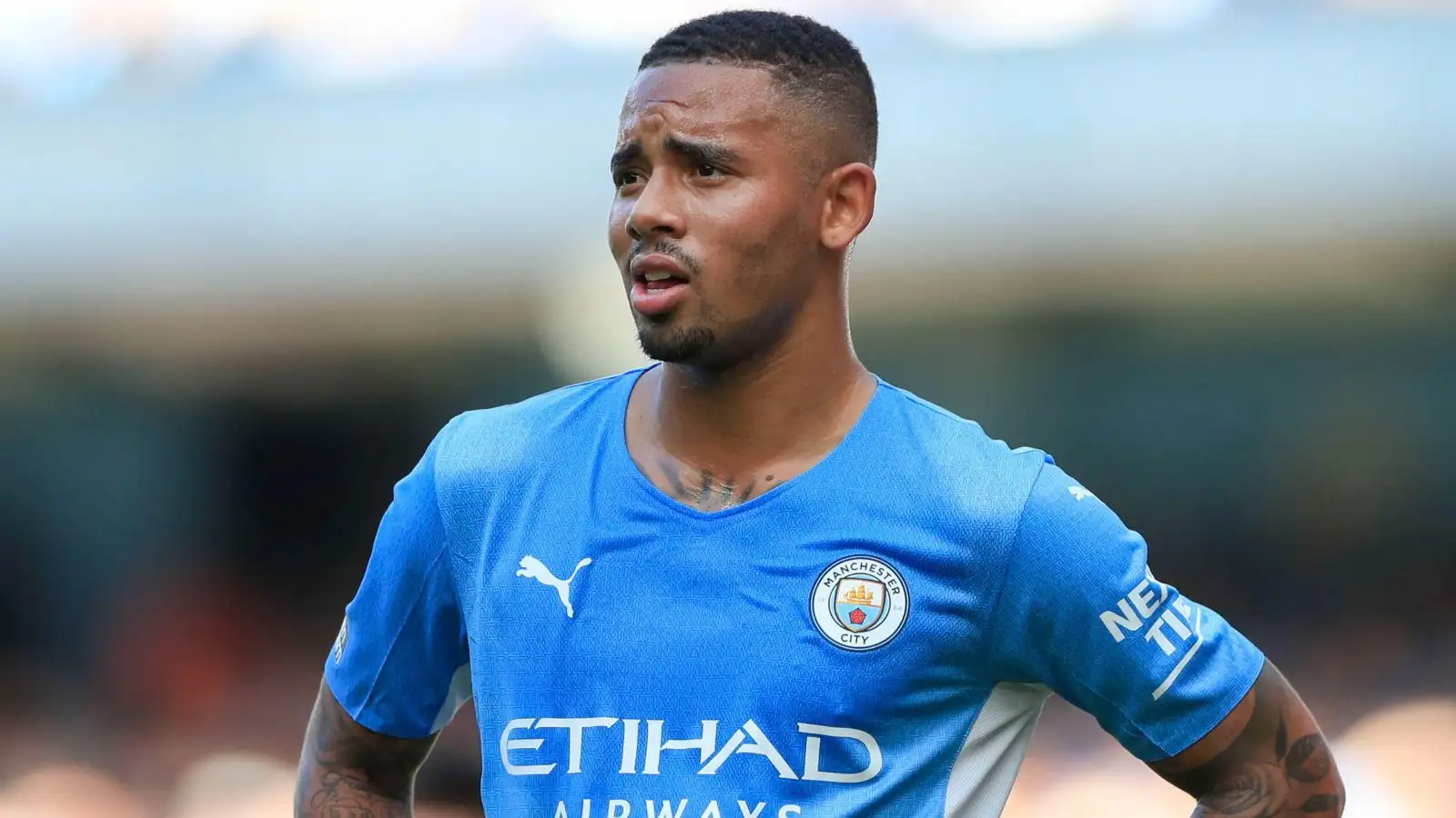Gabriel Jesus in action for Man City.