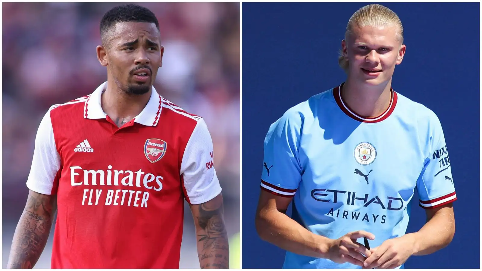 Arsenal new boy Gabriel Jesus and Man City signing Erling Haaland.