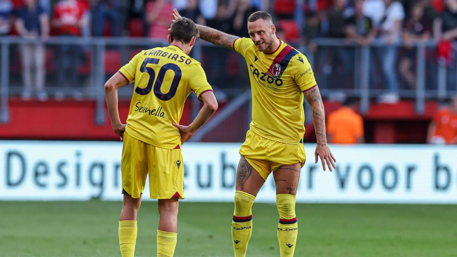 Man Utd target Marko Arnautovic points instructions to his team-mates