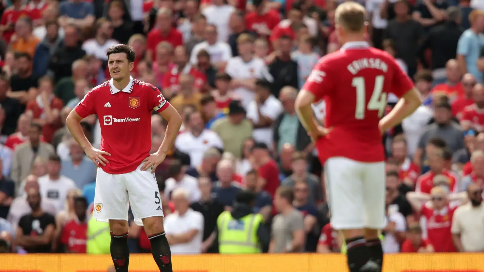 Man Utd defender Harry Maguire puts his hands on his hips