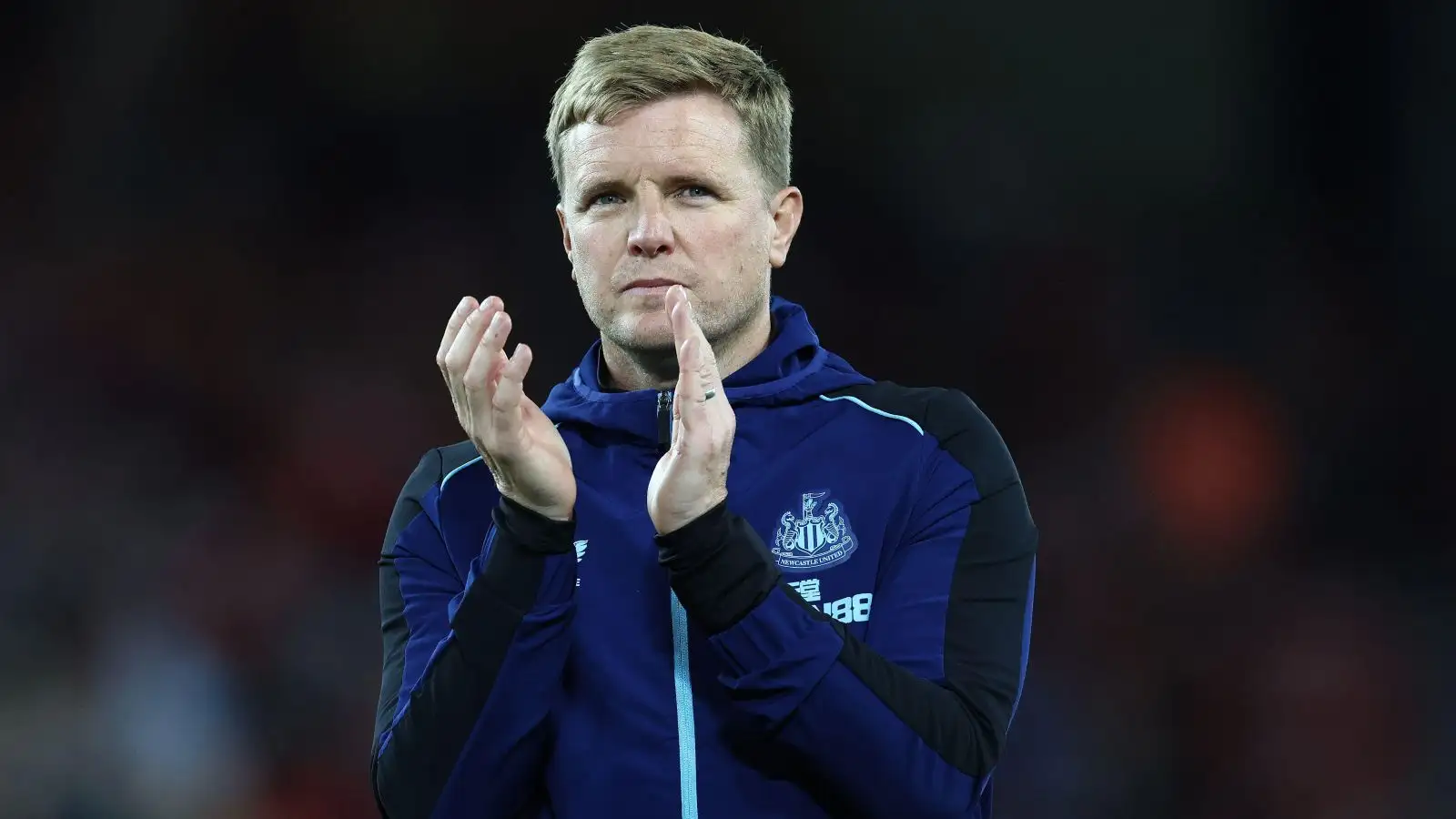 Newcastle boss Eddie Howe claps the supporters