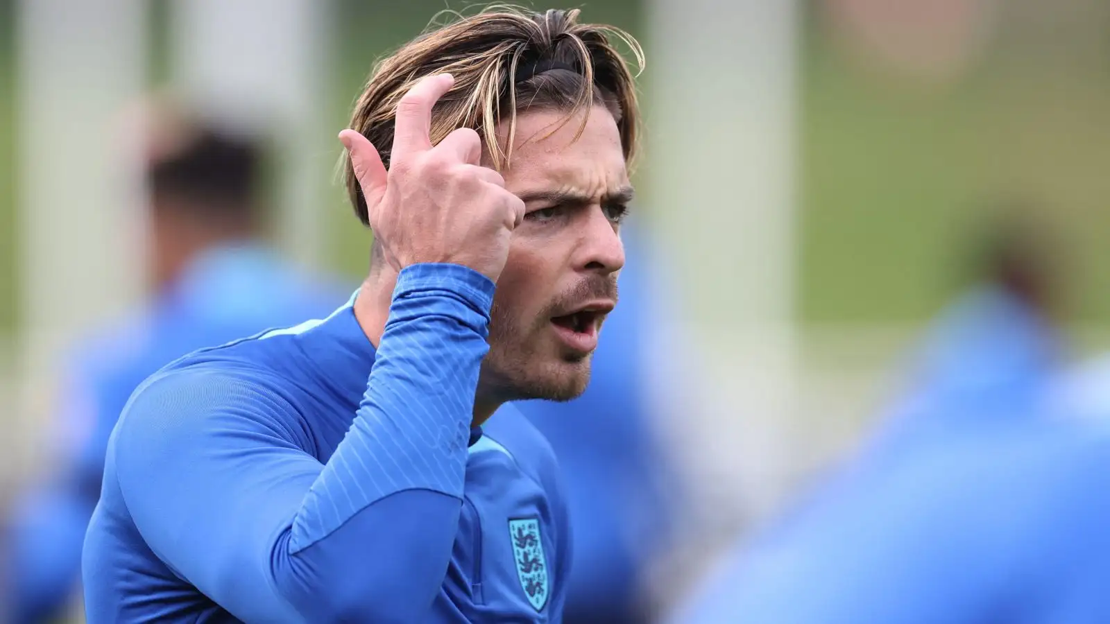 Jack Grealish trains with the England squad.