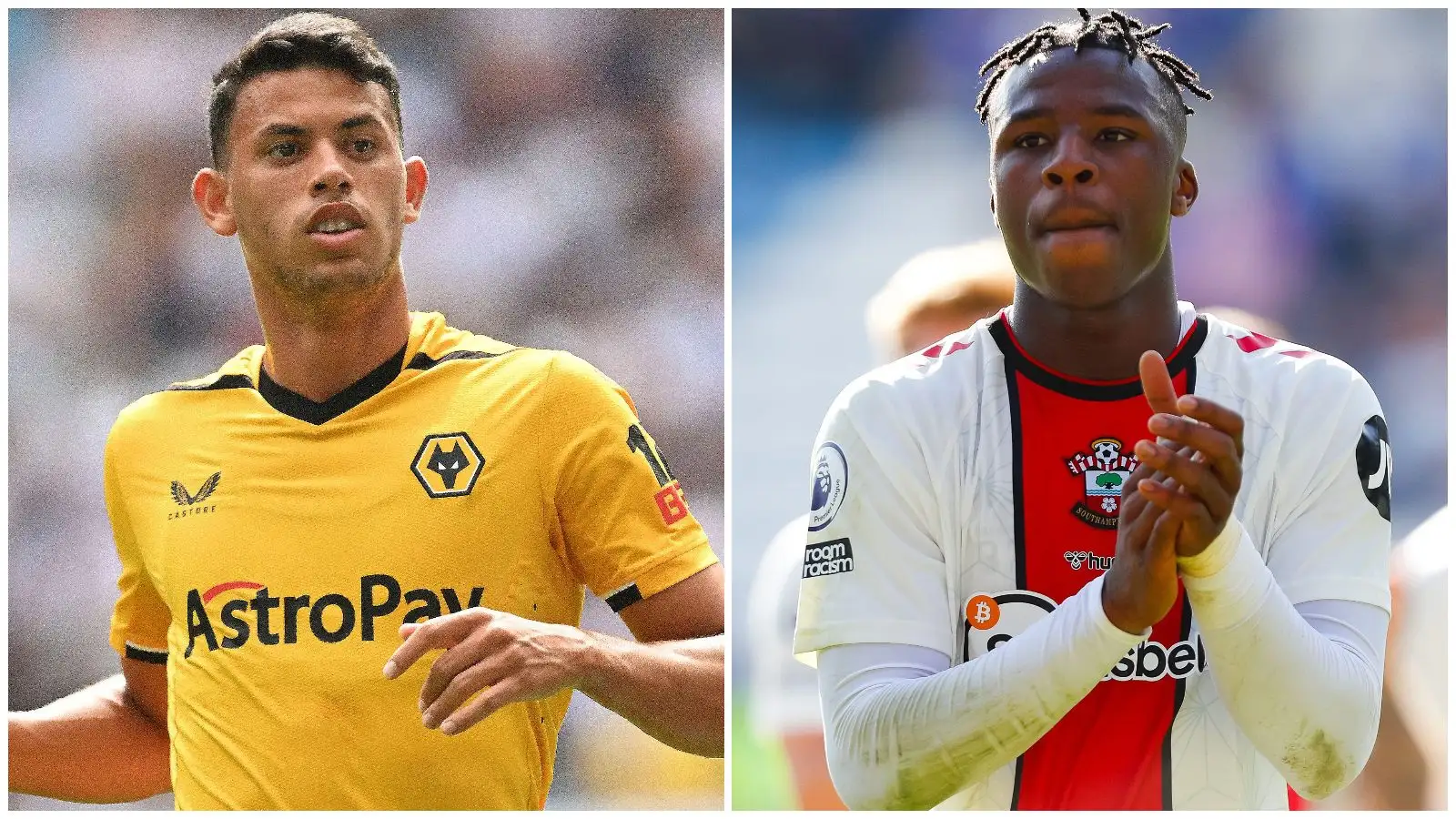 Wolves midfielder Matheus Nunes and Southampton defender Armel Bella-Kotchap.