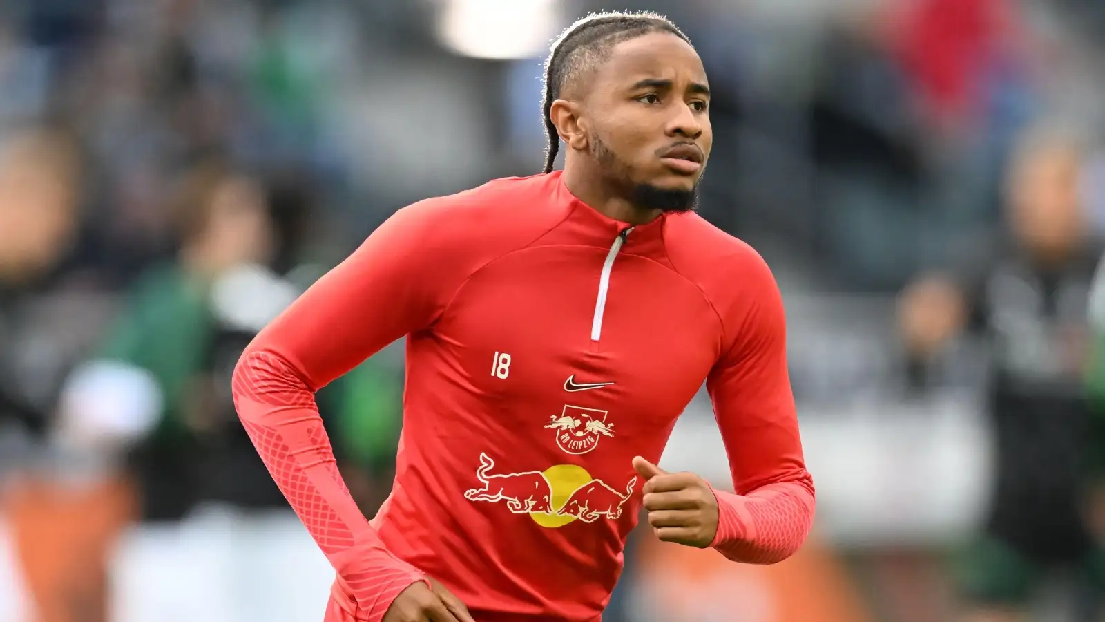 Reported Chelsea target Chistopher Nkunku during a warm-up