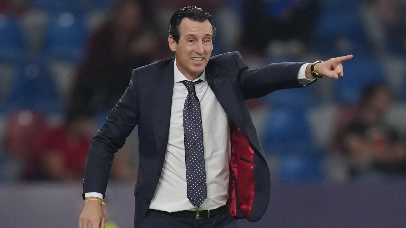 New Aston Villa boss Unai Emery points instructions to his players