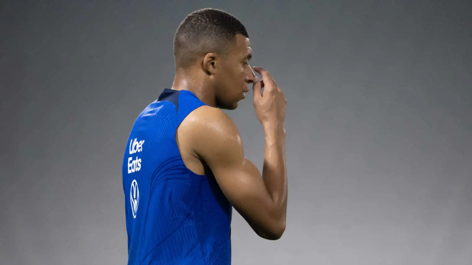 Kylian Mbappe of France training at the 2022 World Cup