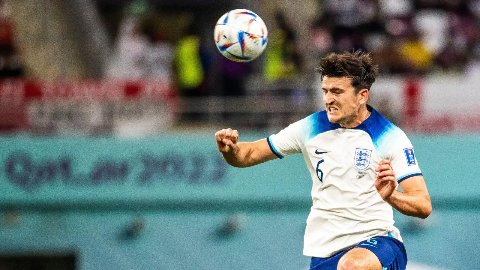 England defender Harry Maguire heads the ball