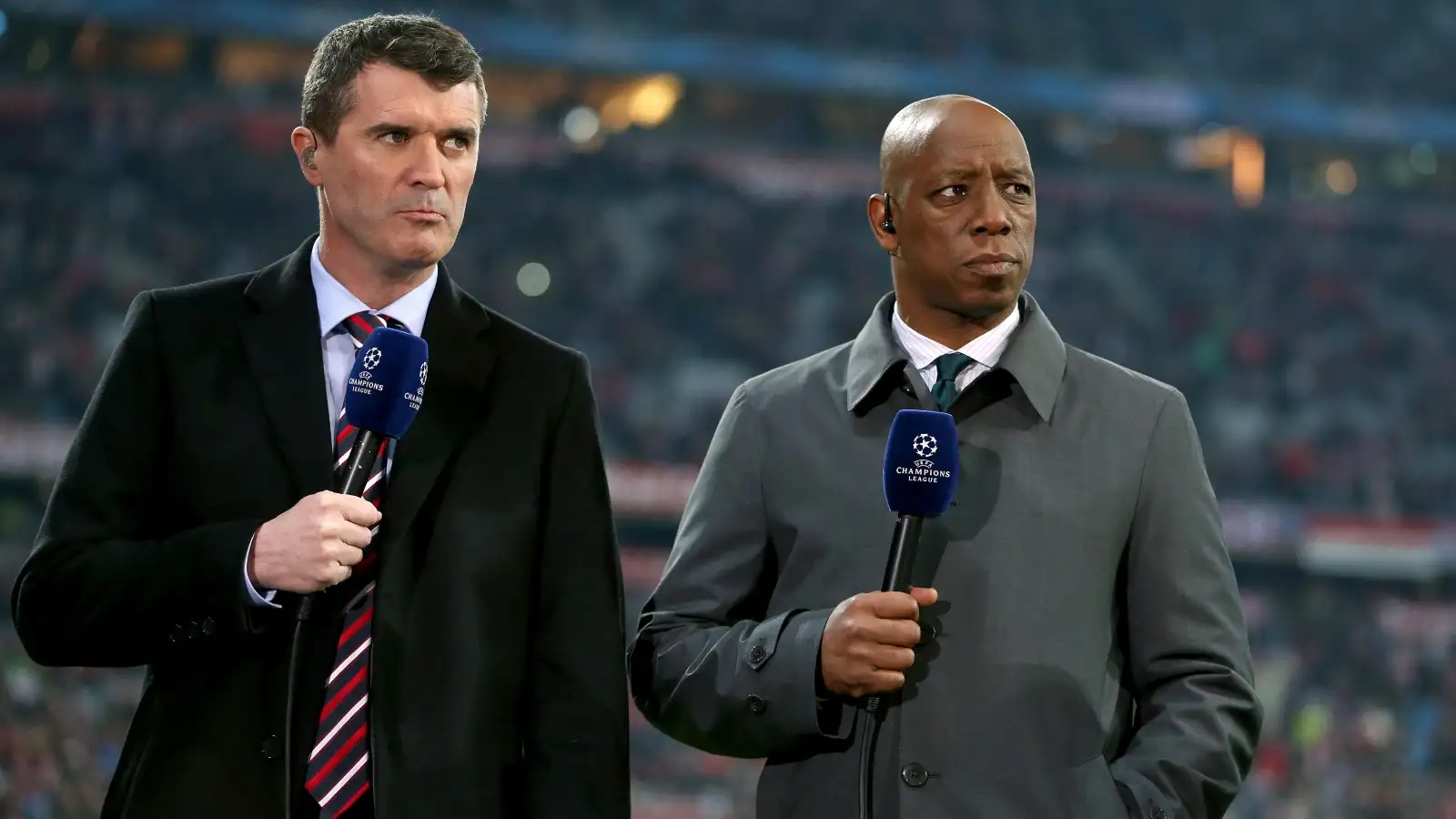 Ian Wright and Roy Keane during a broadcast