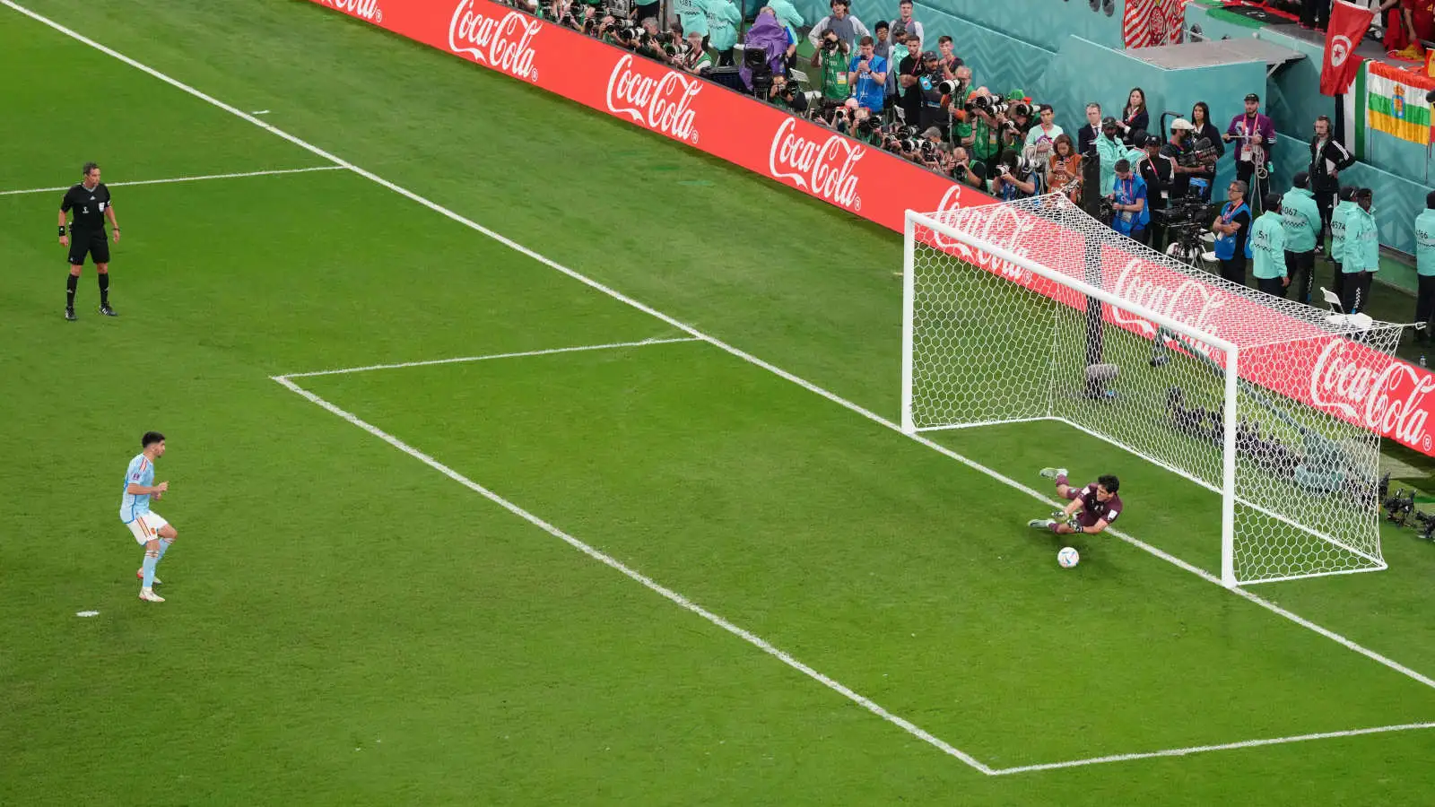 Morocco goalkeeper Yassine Bounousaves a shootout penalty against Spain in the 2022 World Cup