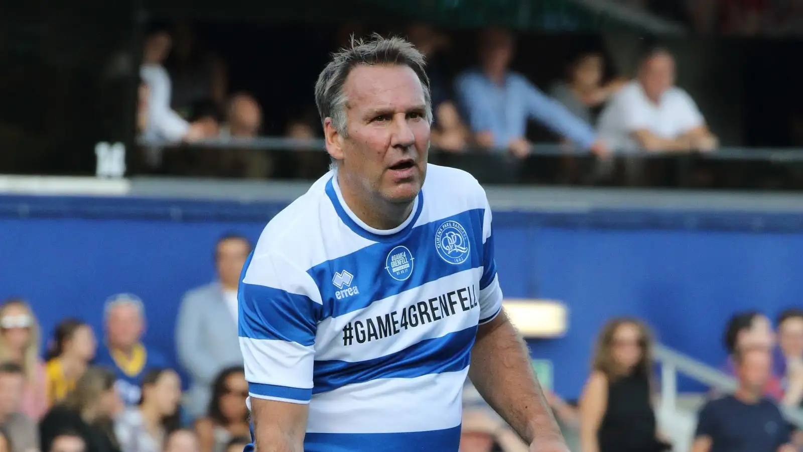 Arsenal legend Paul Merson takes part in a charity football match
