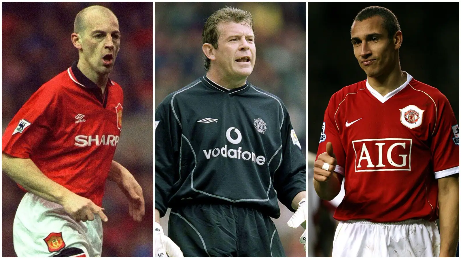 Manchester United's previous loan signings William Prunier, Andy Goram and Henrik Larsson.