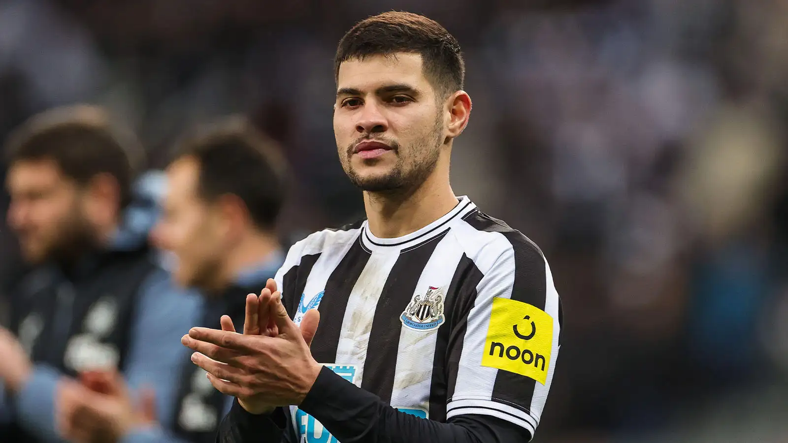 Bruno Guimarães #39 of Newcastle United applauds the fans at the end of the Carabao Cup Quarter Final match Newcastle United vs Leicester City at St. James's Park, Newcastle,