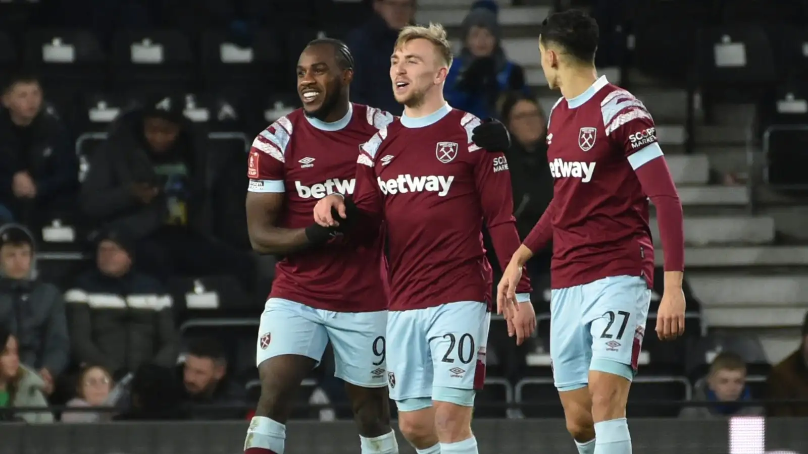 Derby County 0-2 West Ham: Bowen, Antonio score to set up FA fifth round tie against Man Utd