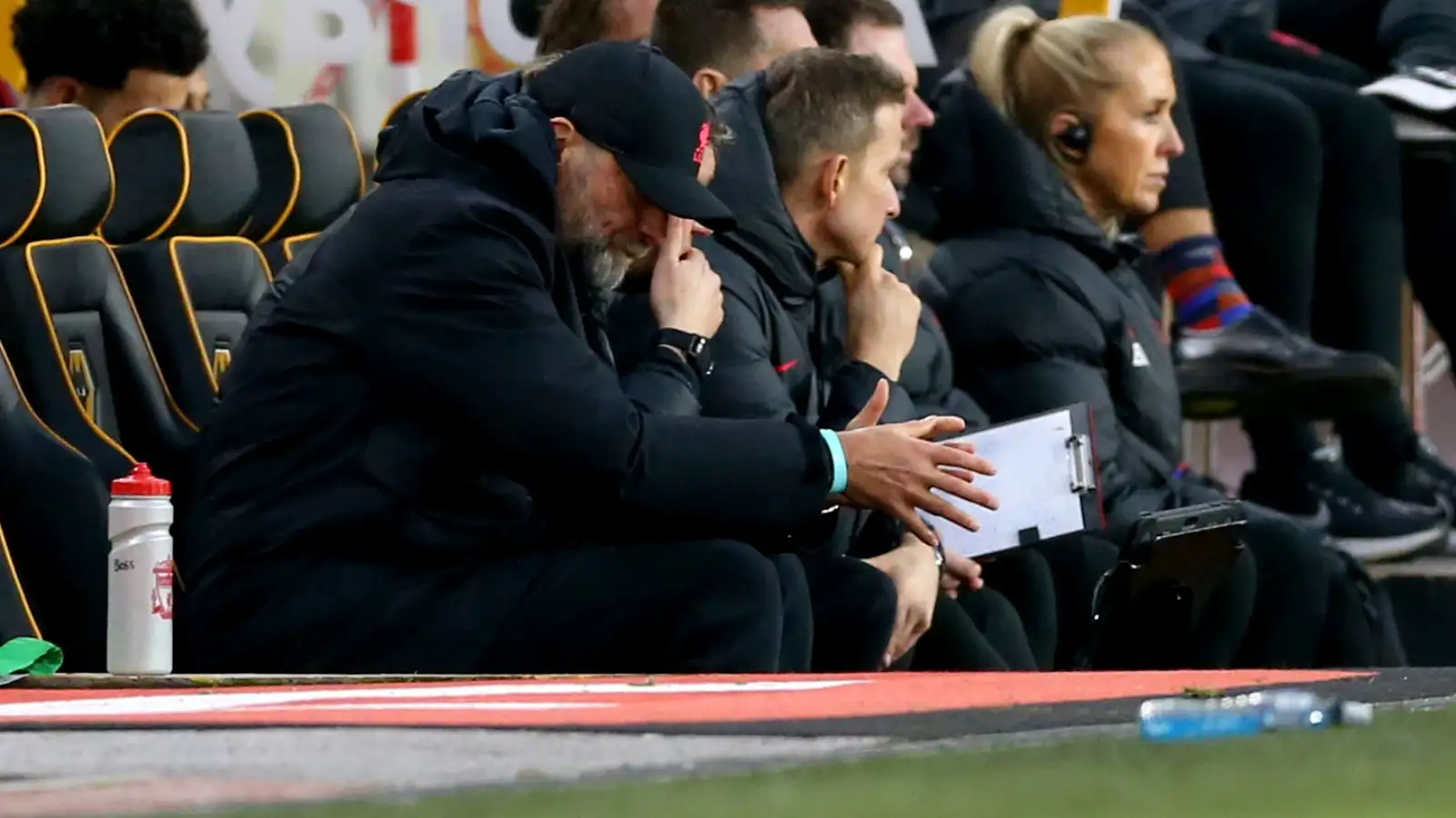 Jurgen Klopp watches Liverpool lose at Wolves.