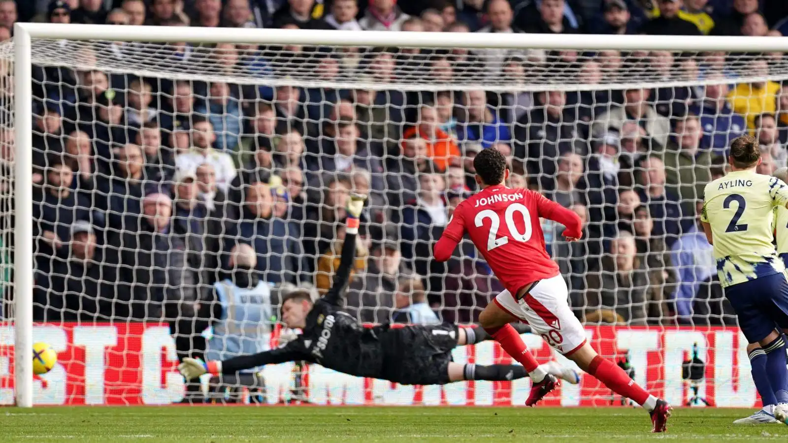 Brennan Johnson scores for Nottingham Forest against Leeds