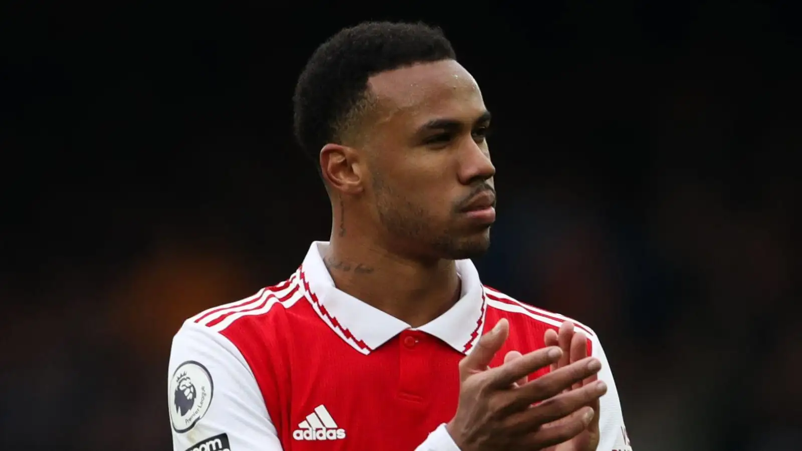 Arsenal defender Gabriel applauds the fans