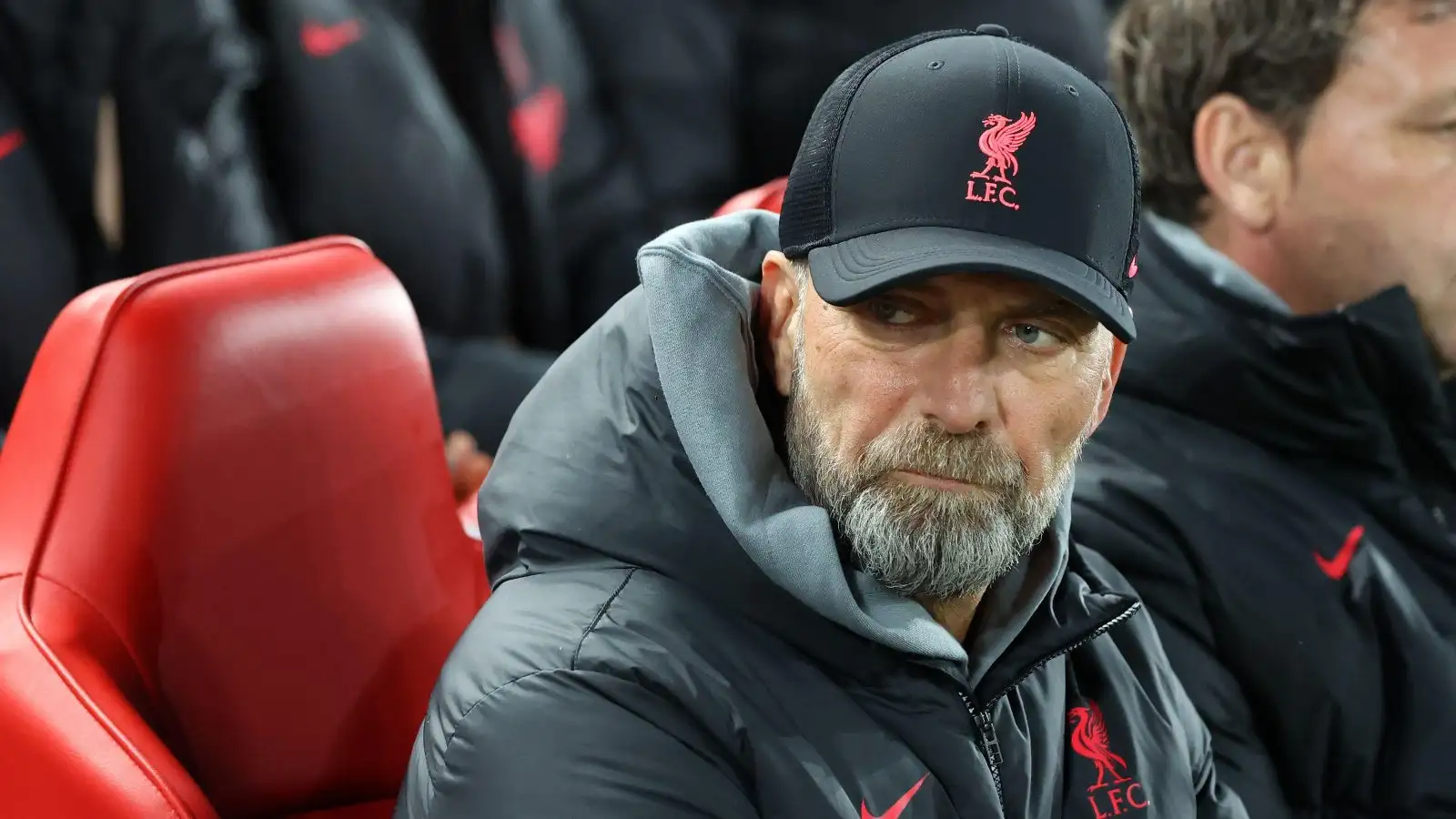 Liverpool boss Jurgen Klopp looks over his shoulder in the dugout