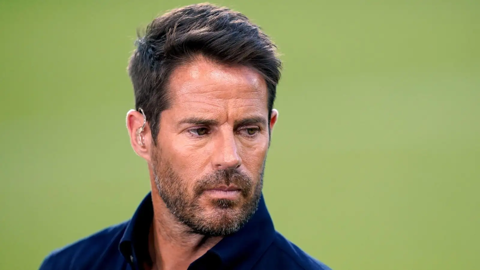 Former Liverpool midfielder Jamie Redknapp looks unhappy