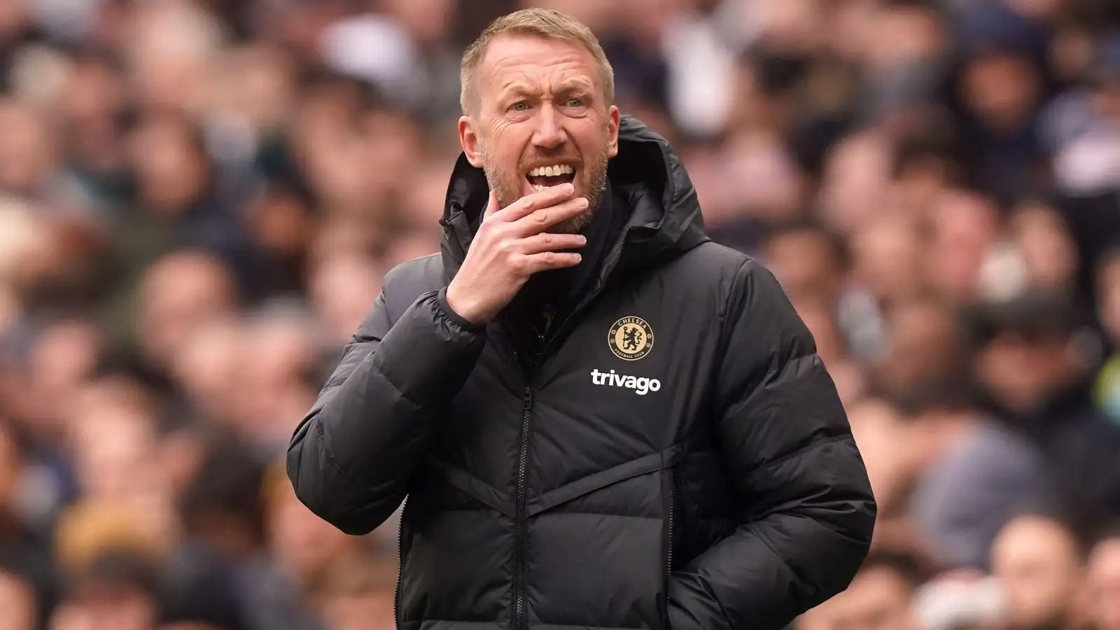 Graham Potter watches his Chelsea side lost at Tottenham.