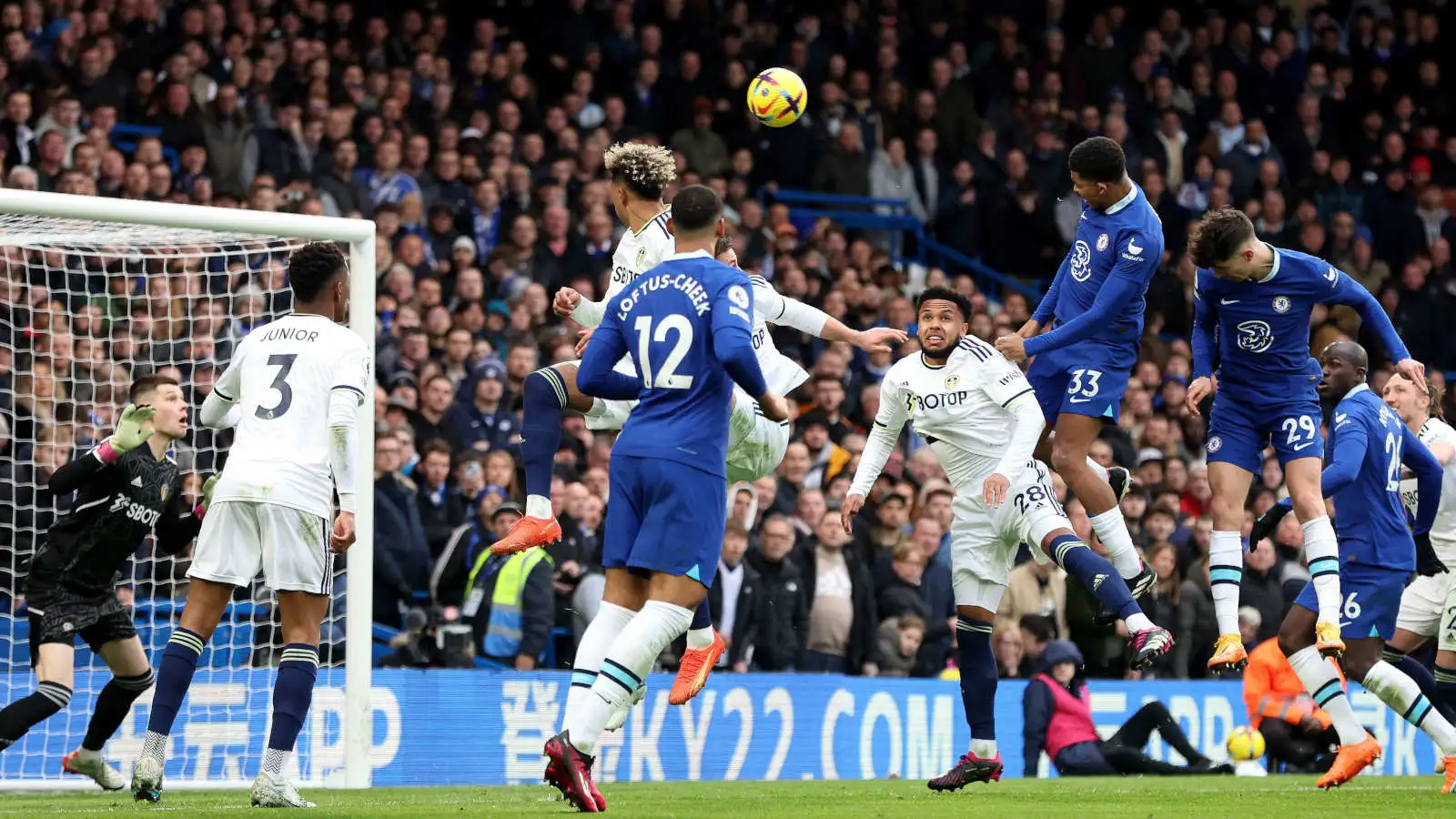 Wesley Fofana gives Chelsea the lead against Leeds United in the Premier League