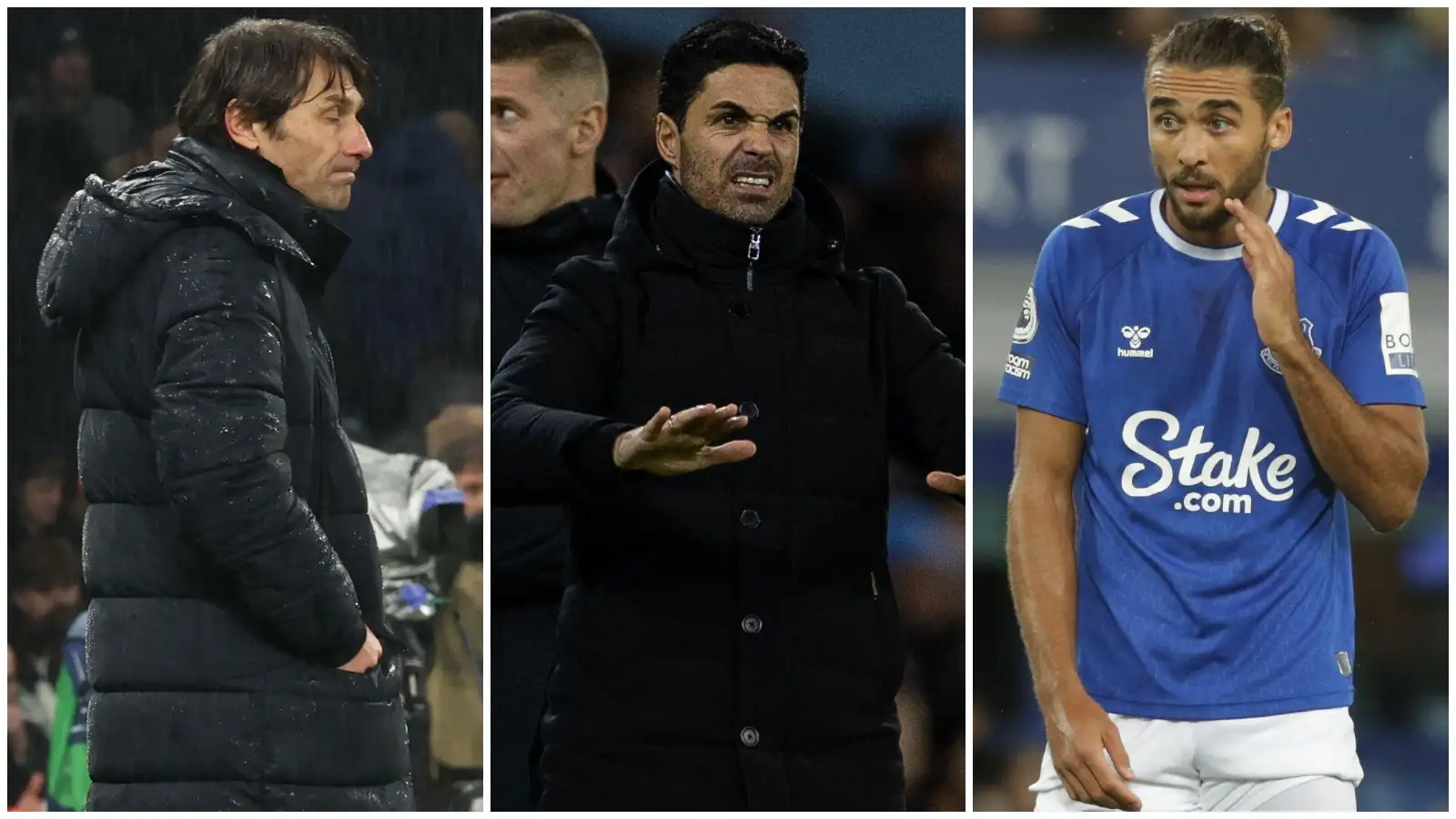 Tottenham manager Antonio Conte, Arsenal boss Mikel Arteta, Everton striker Dominic Calvert-Lewin.